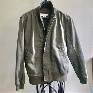 H&M L.O.G.G. OLIVE GREEN BOMBER w/KNIT COLLAR